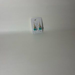 teal glass ornament earrings handmade
